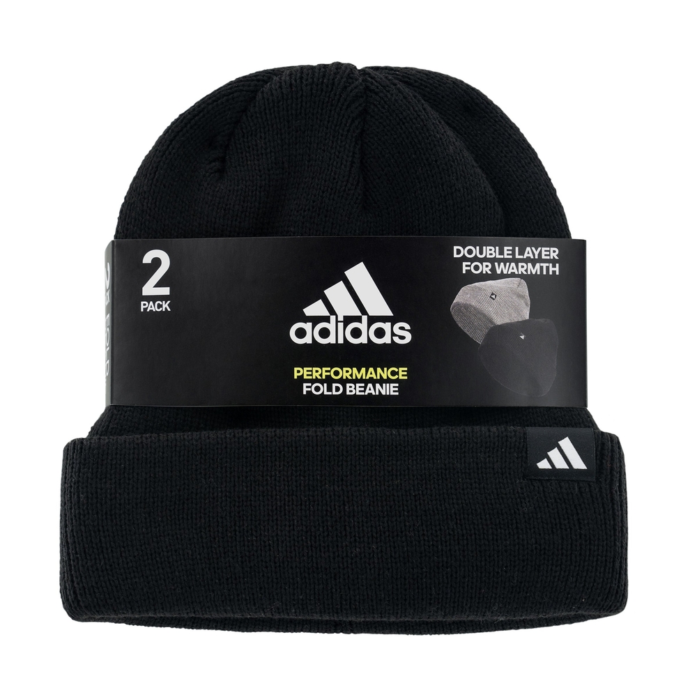 Adidas Unisex Fold Beanies In Black Andā Gray 2 Pack